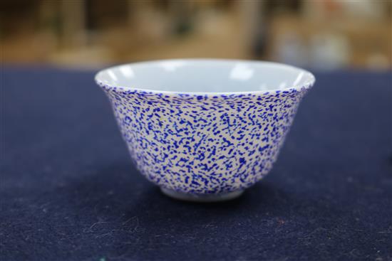 An 18th century Venetian powder blue glass teabowl and saucer, in imitation of Chinese export wares